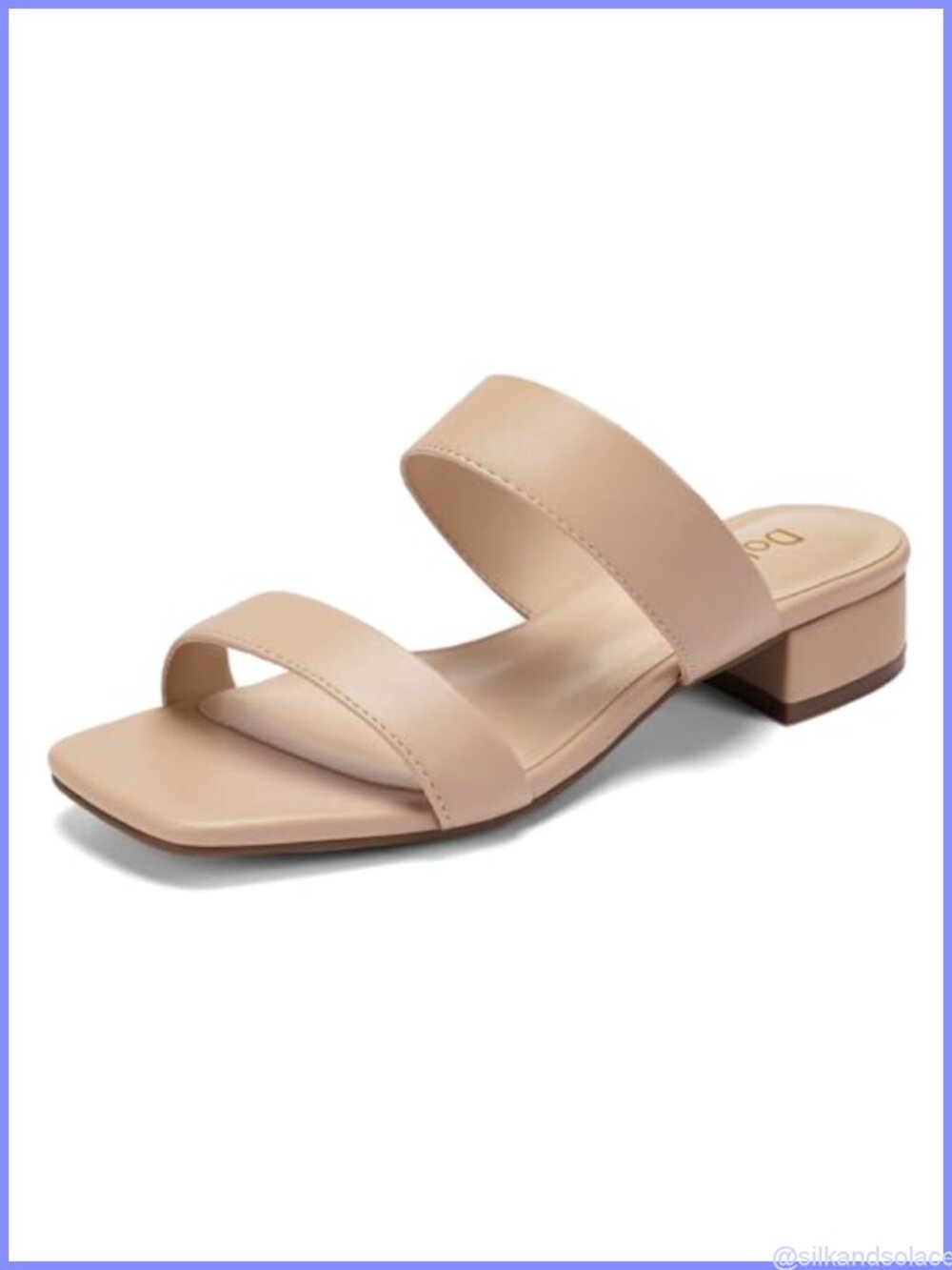 Women's Low Heel Sandals Wide Fit Square Toe 1.4 Inch Block Heel Casual Slip On